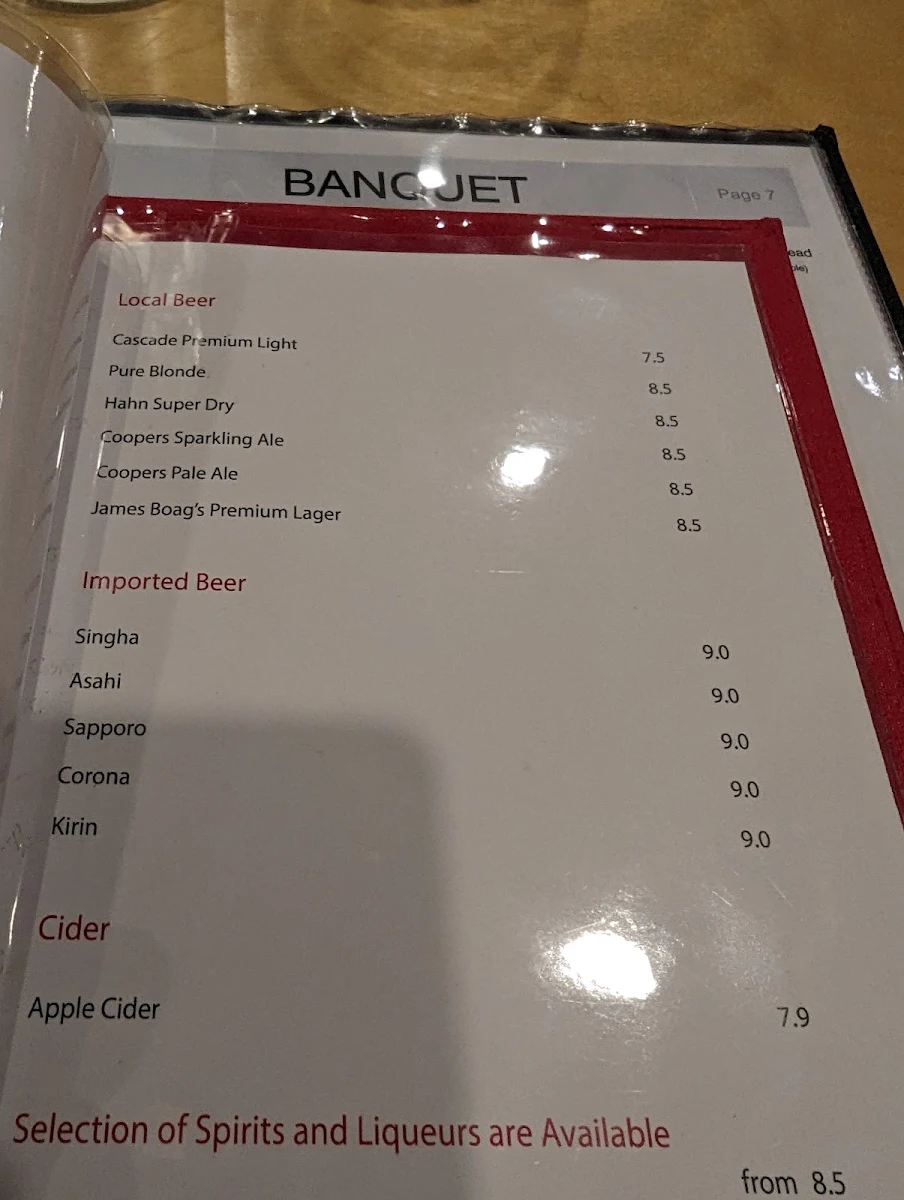 Menu, Glenelg Spices