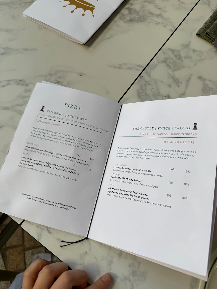 Menu, Regina La Pizzeria