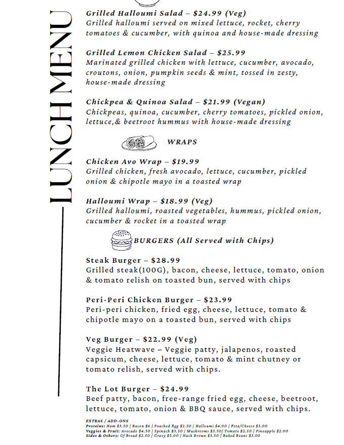 Menu, The Duck Inn Cafe