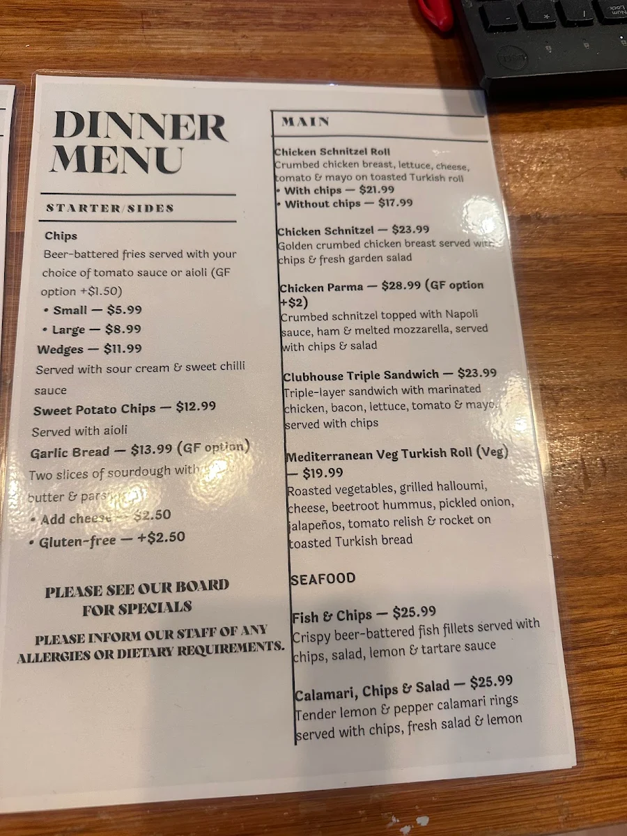 Menu, The Duck Inn Cafe