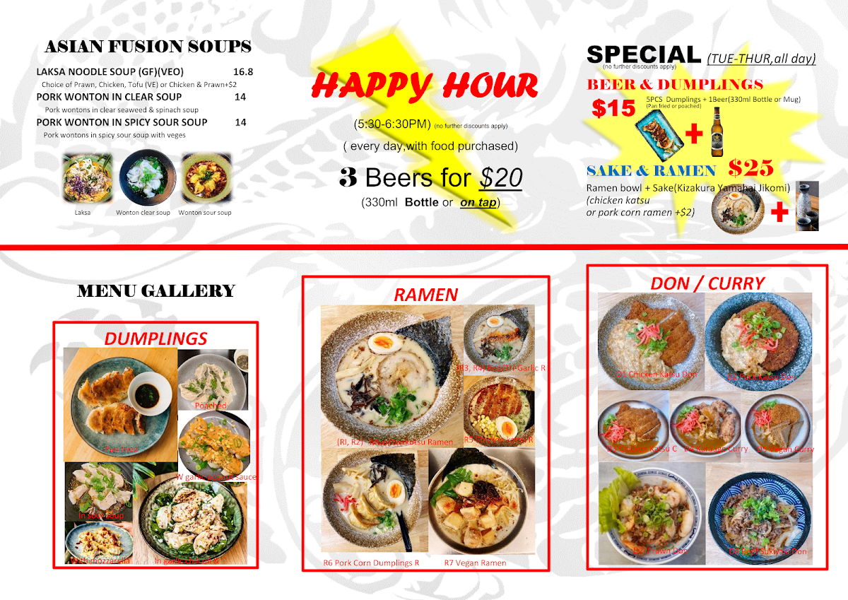 Menu, Gung Ho! Dumpling Ramen Bar