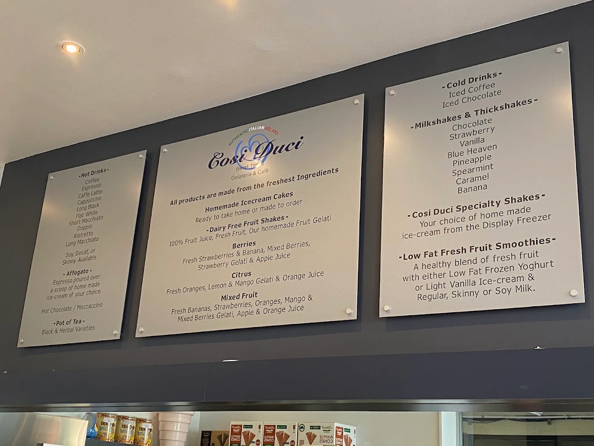 Menu, Cosi Duci