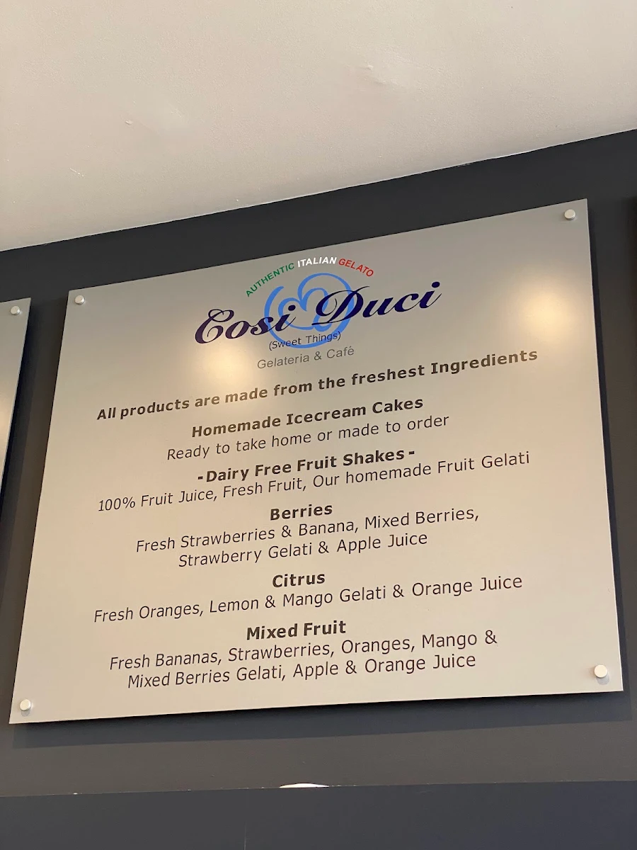 Menu, Cosi Duci