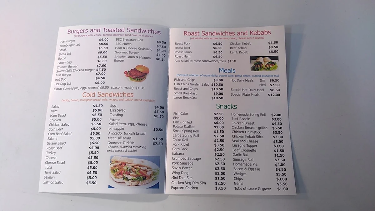 Menu, Lytton Road Takeaway