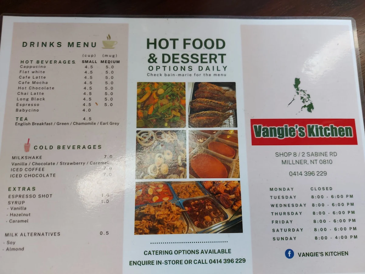 Menu, Vangie's Kitchen