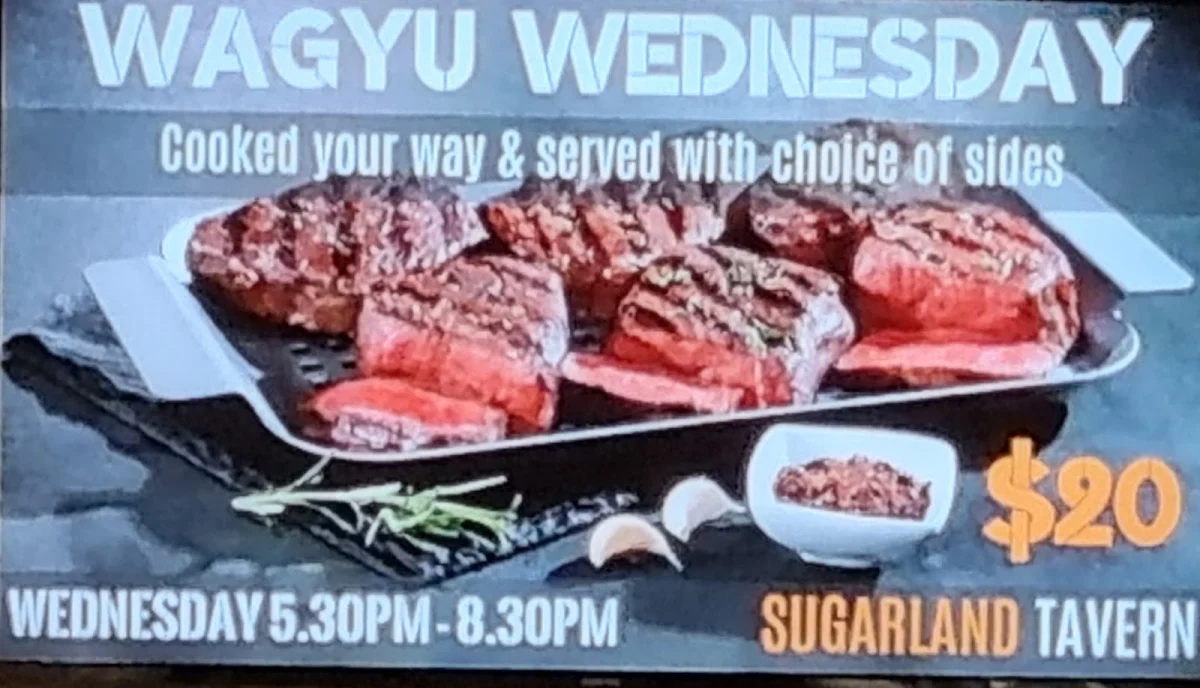 Menu, Sugarland Tavern
