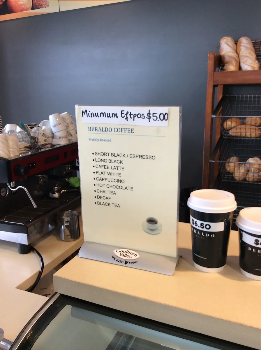 Menu, Mountain View Bakery