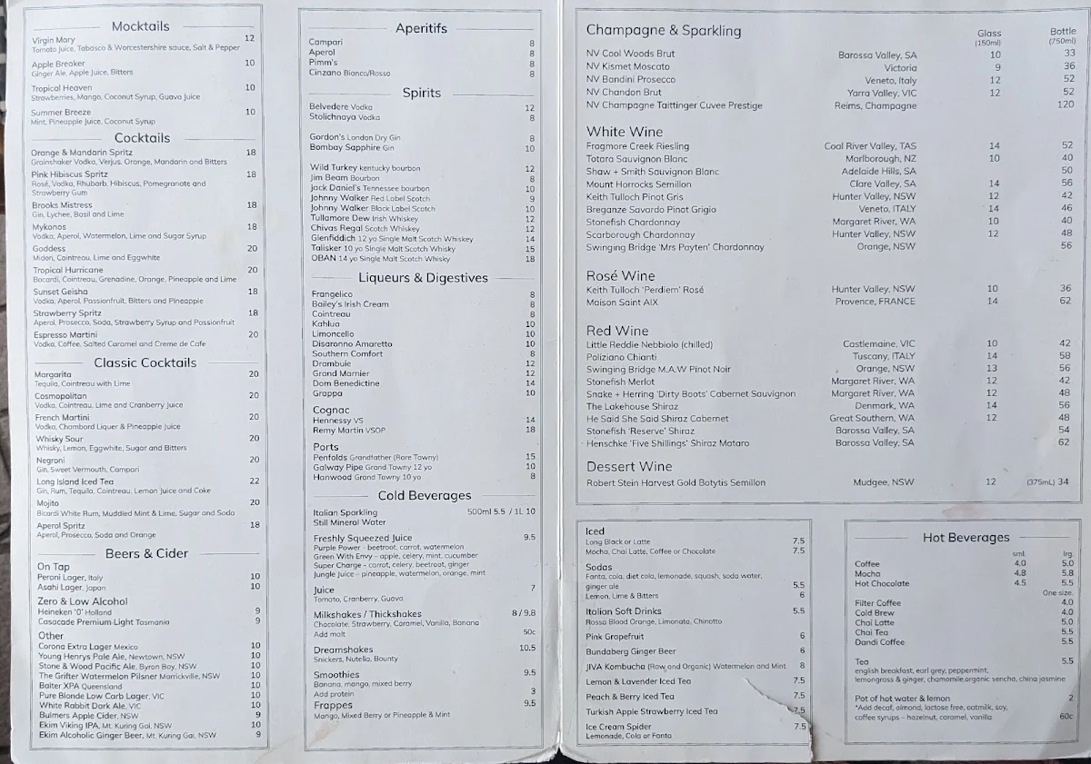 Menu, Blu Eatery
