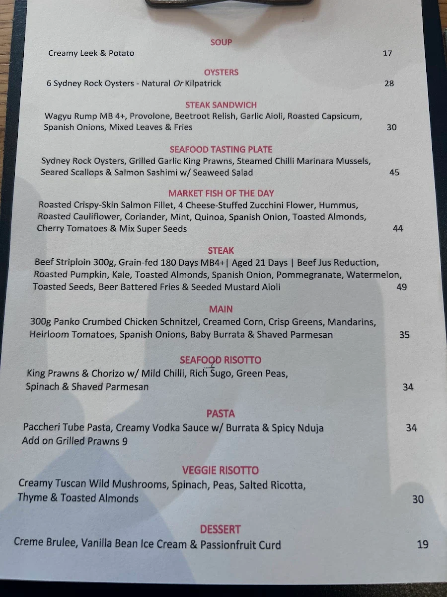 Menu, Blu Eatery