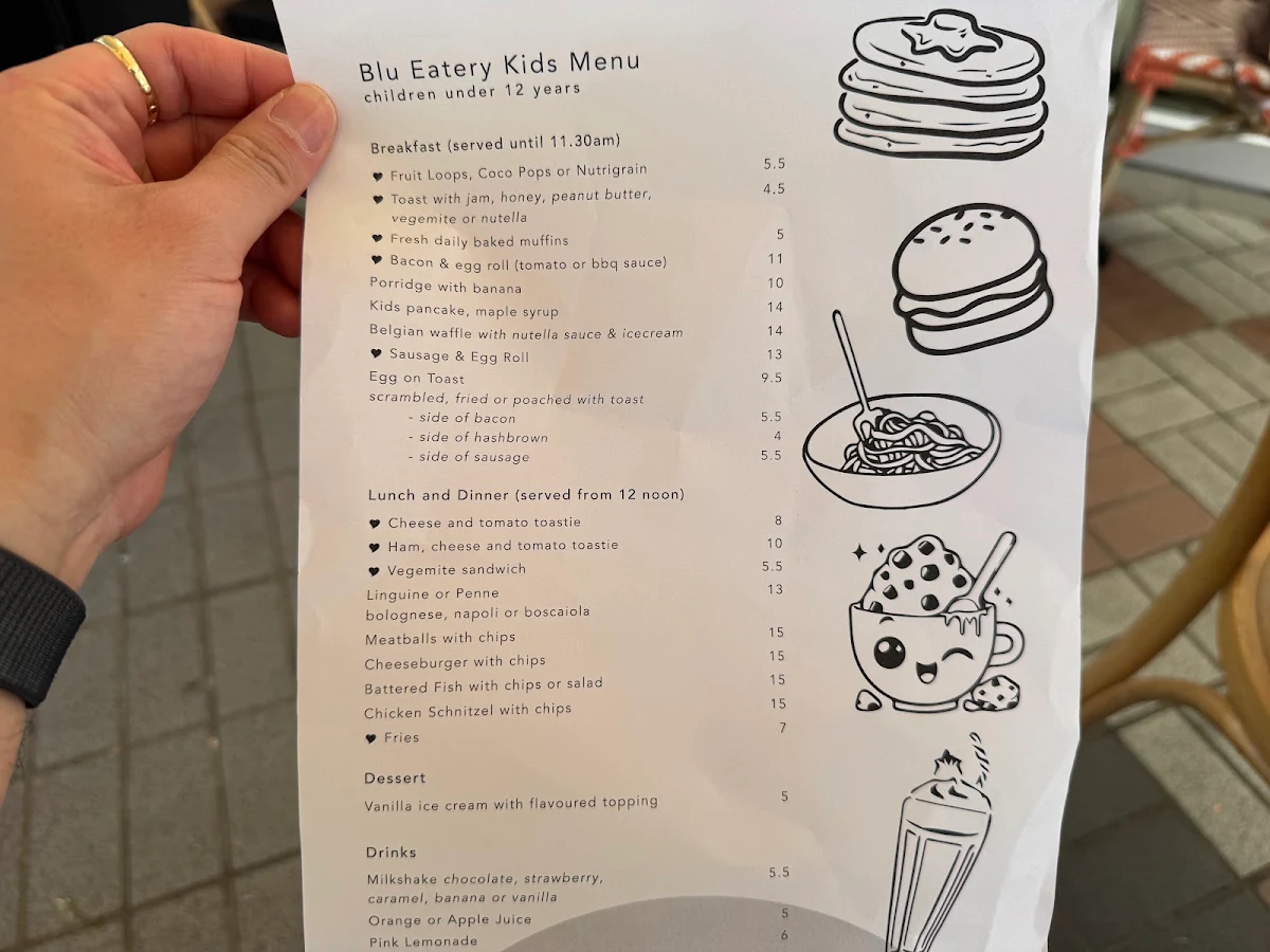 Menu, Blu Eatery