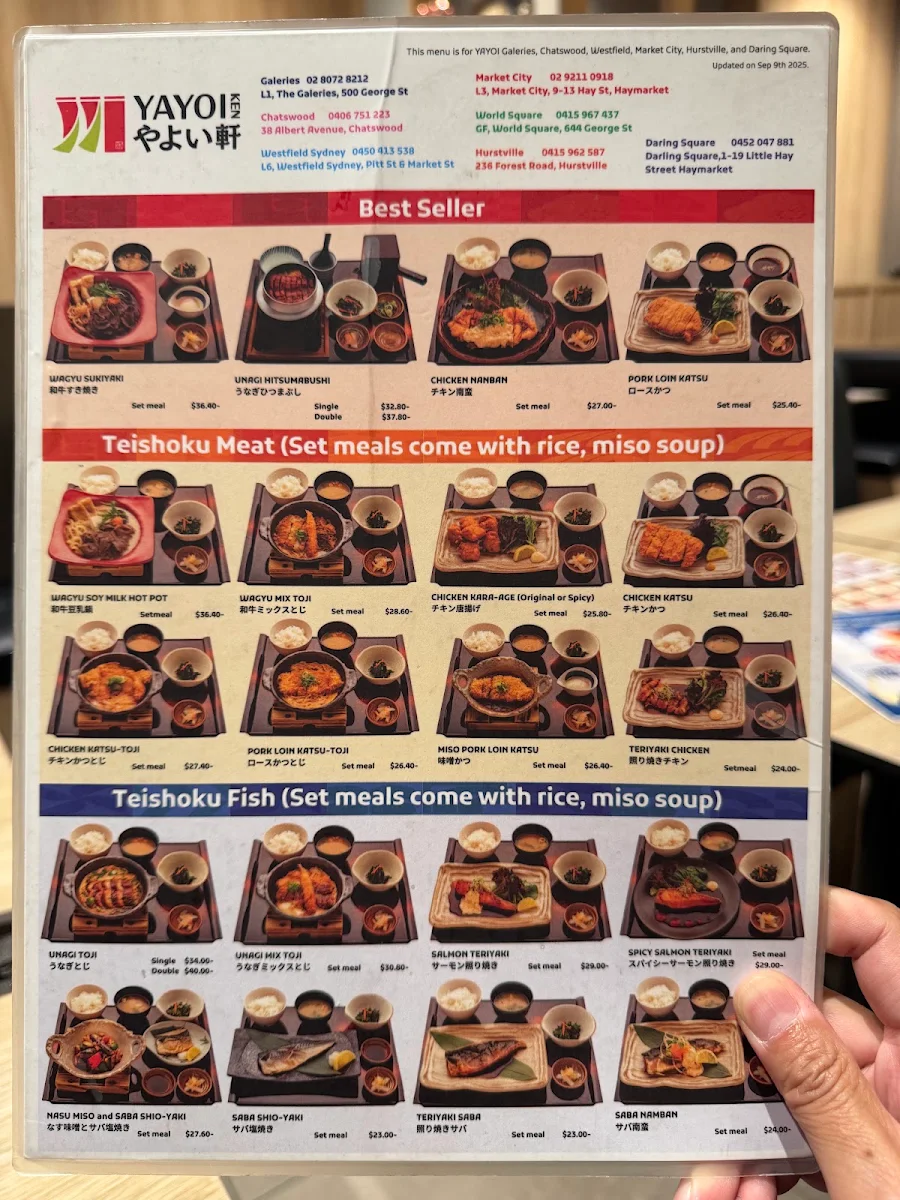 Menu, YAYOI Darling Square