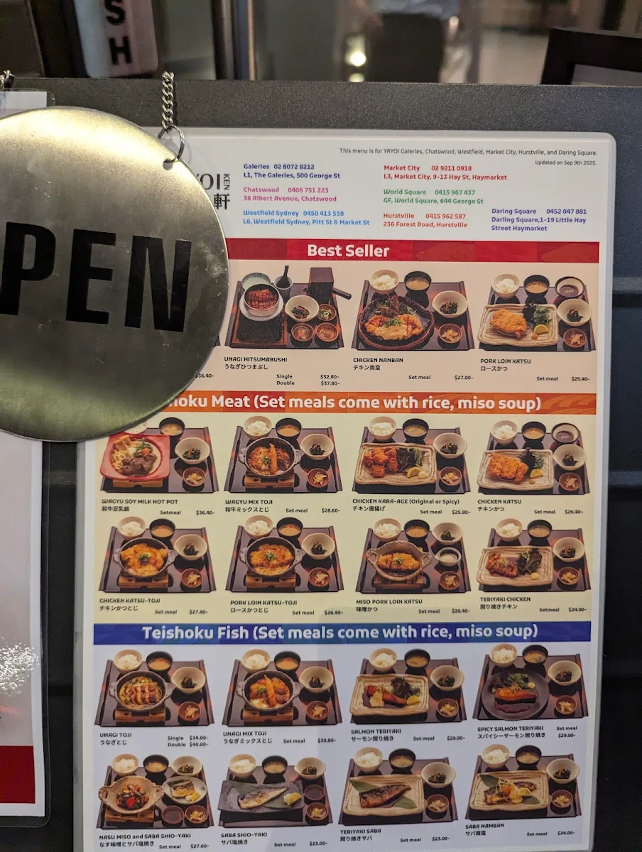 Menu, YAYOI Darling Square