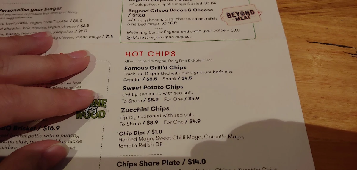 Menu, Grill'd Burgers - Carousel