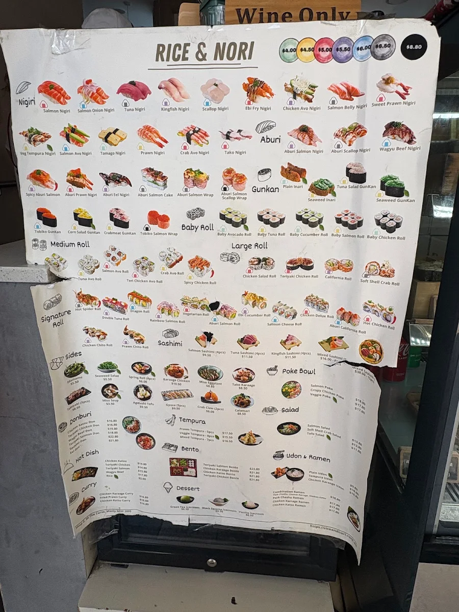 Menu, Rice&Nori Manly