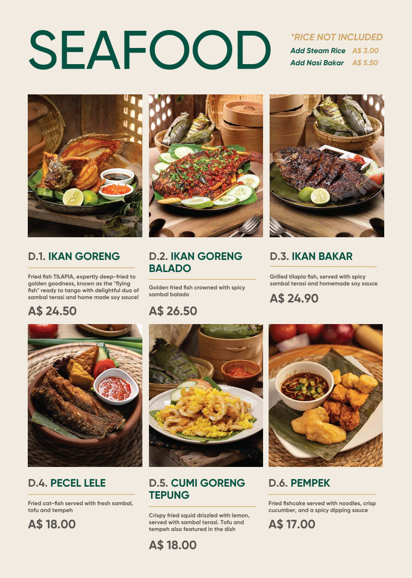 Menu, Pondok Nasi Bakar