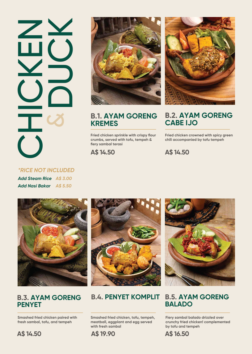 Menu, Pondok Nasi Bakar