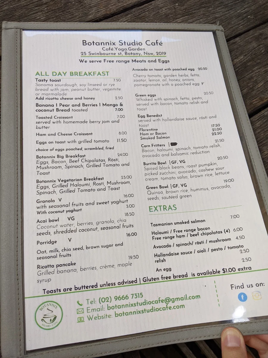 Menu, Botannix Studio Cafe