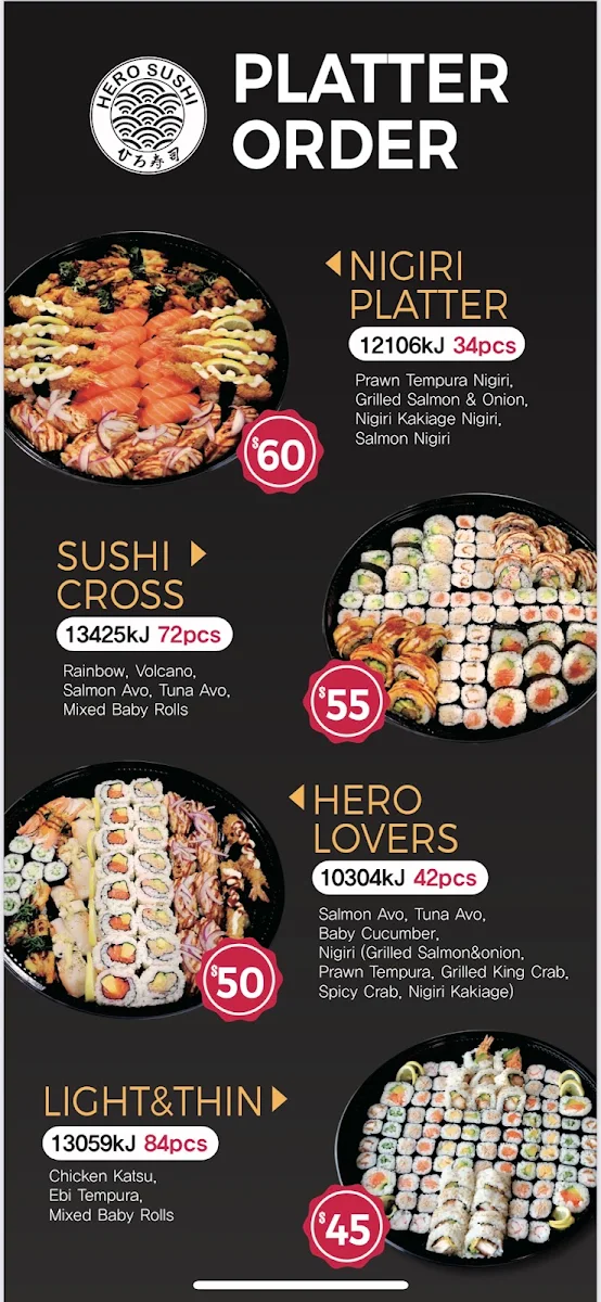 Menu, Hero Sushi