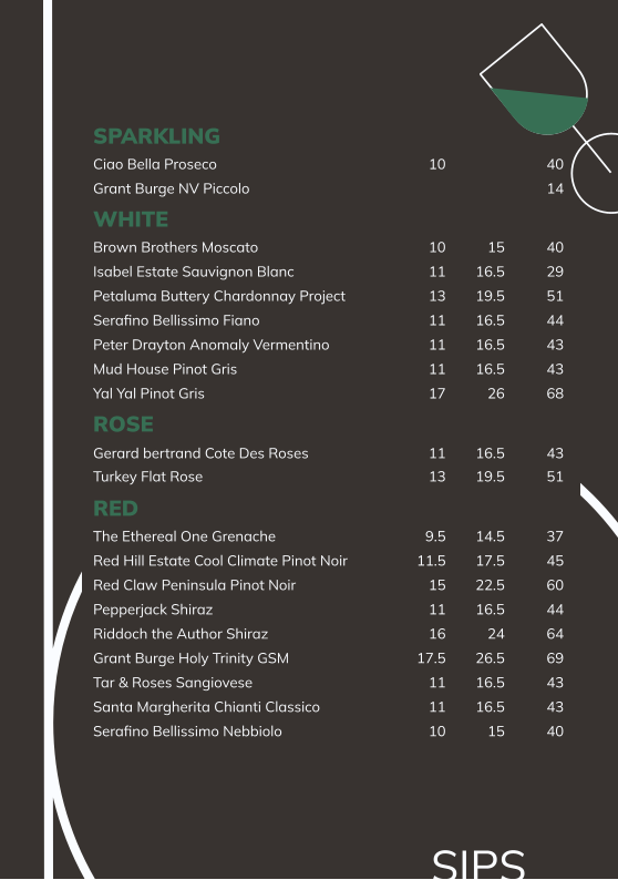Menu, Boundary Hotel