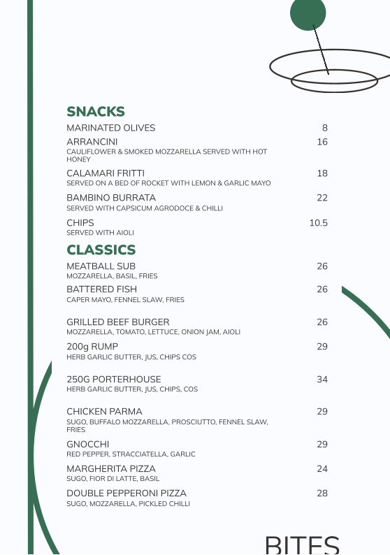 Menu, Boundary Hotel