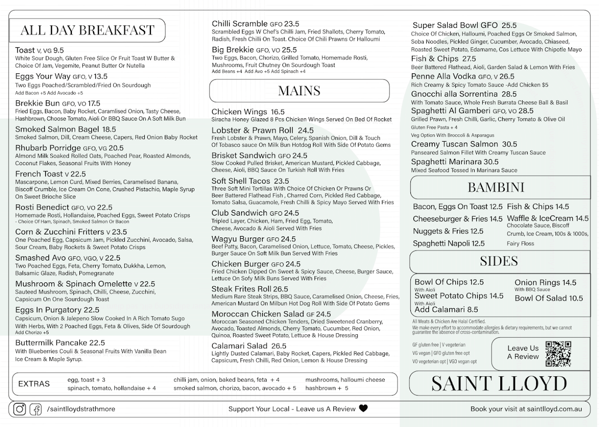 Menu, Saint Lloyd