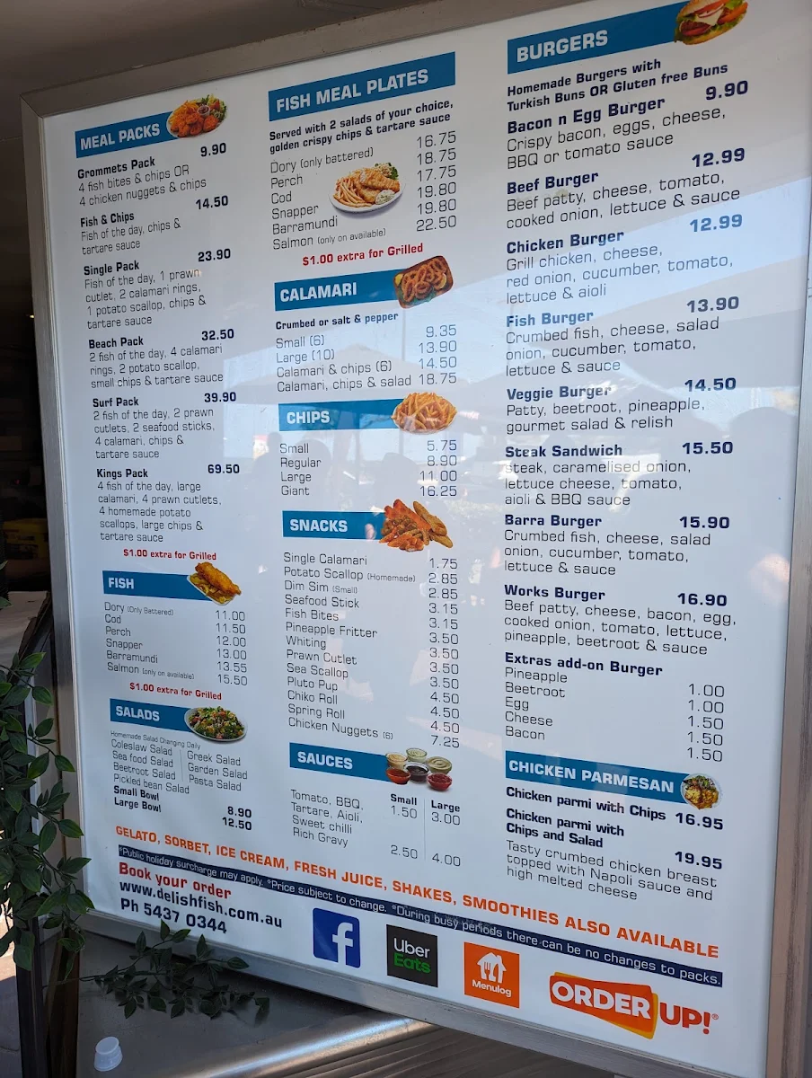 Menu, De Lish Fish @ Kings