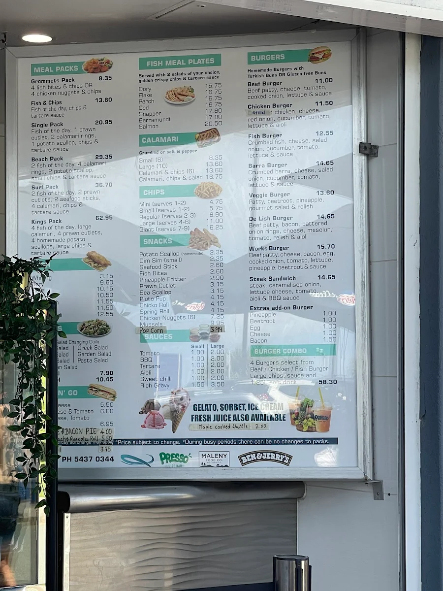 Menu, De Lish Fish @ Kings