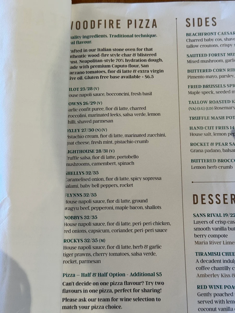 Menu, Beachfront Bar & Grill