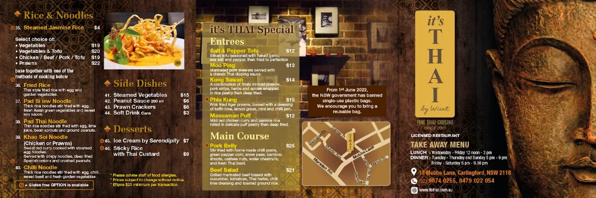 Menu, it's Thai Restaurant