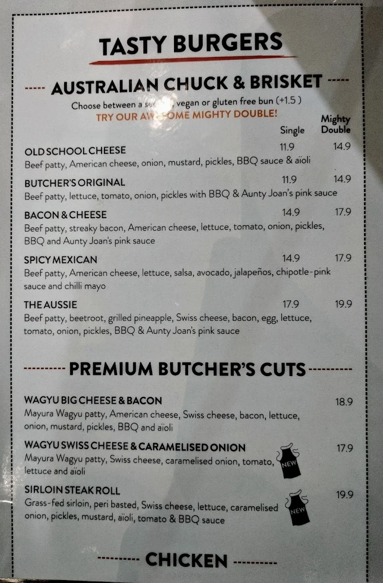 Menu, Ribs & Burgers Zetland