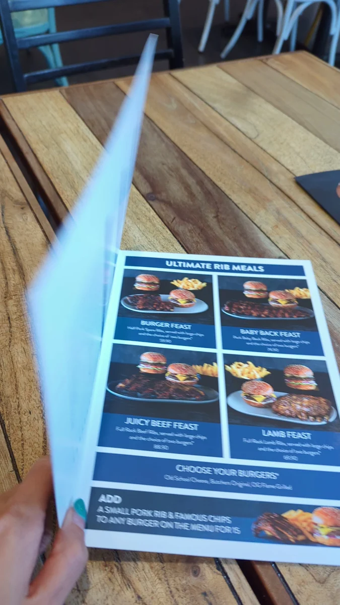 Menu, Ribs & Burgers Zetland