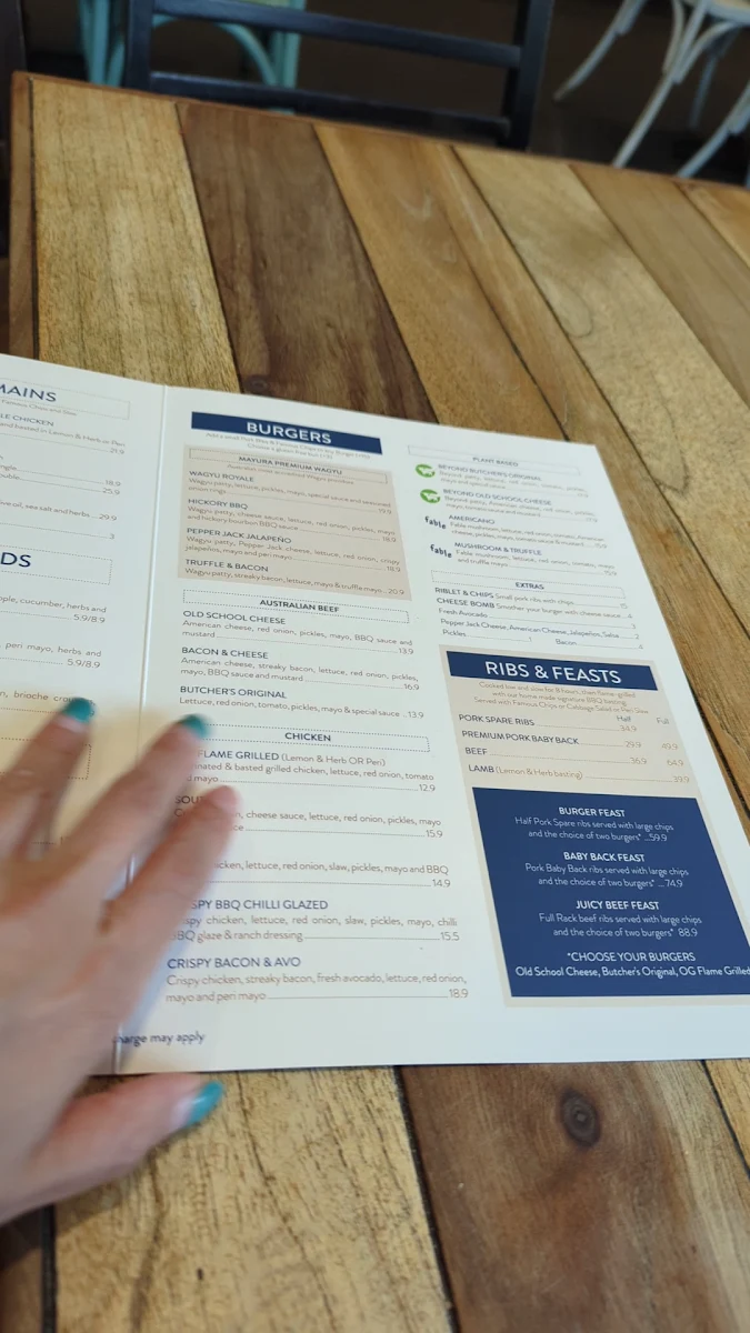 Menu, Ribs & Burgers Zetland