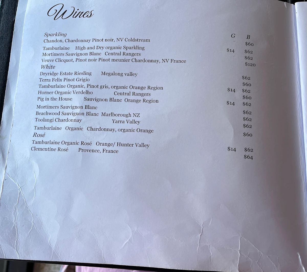 Menu, Polar Bear Of Leura