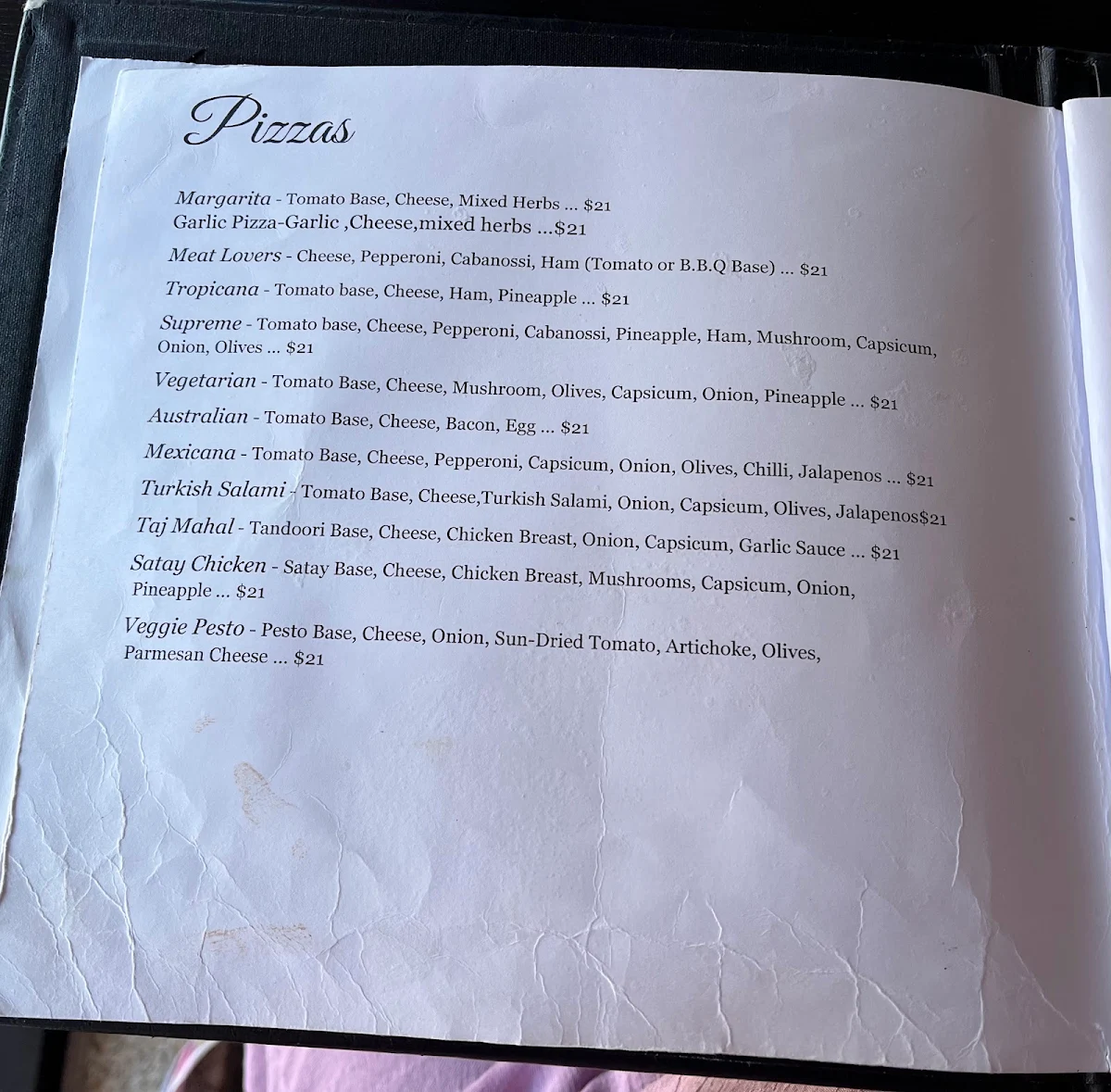 Menu, Polar Bear Of Leura