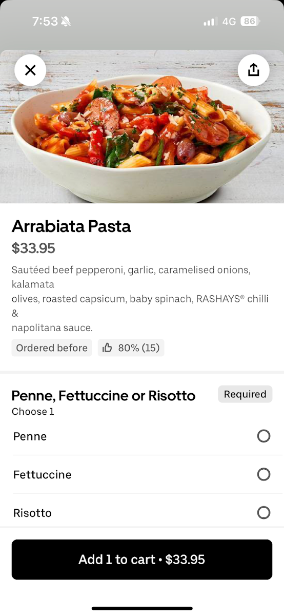 Menu, RASHAYS - Wagga Wagga