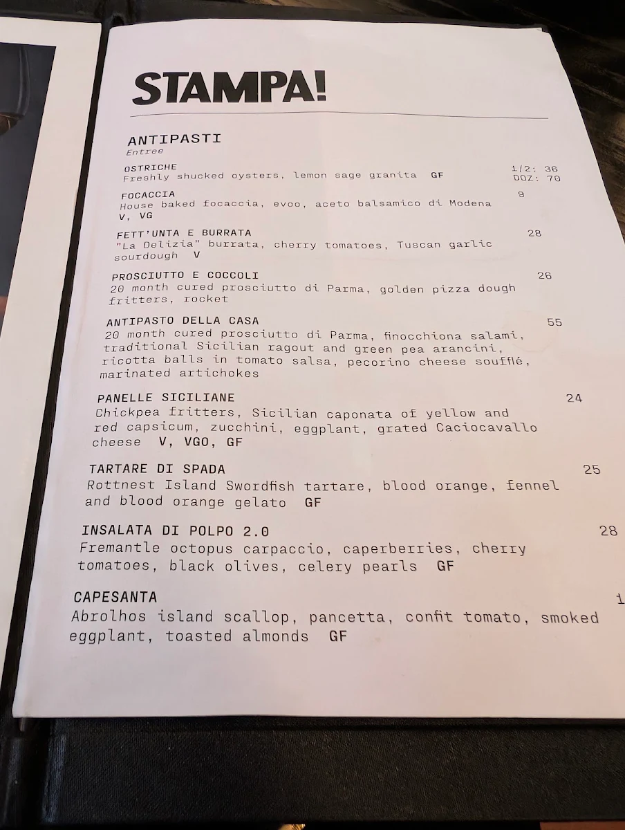 Menu, Stampa! Restaurant