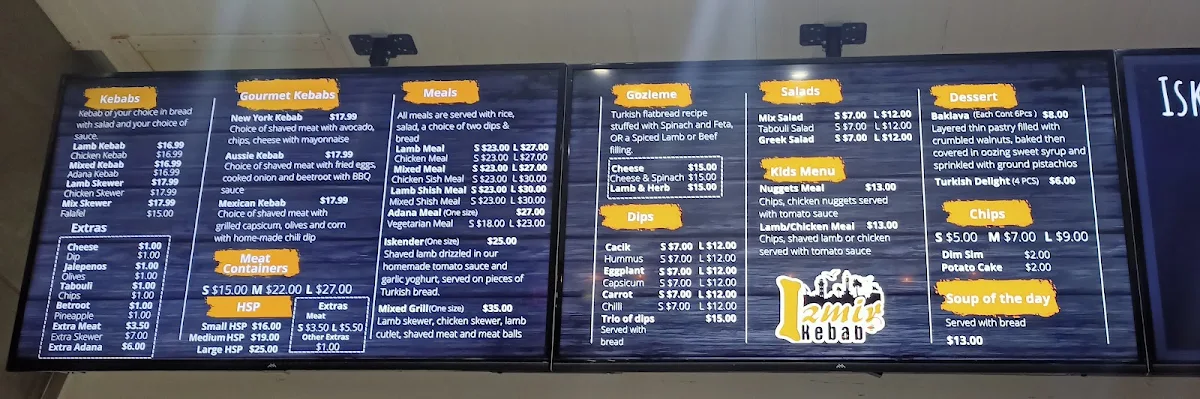 Menu, Izmir Kebab