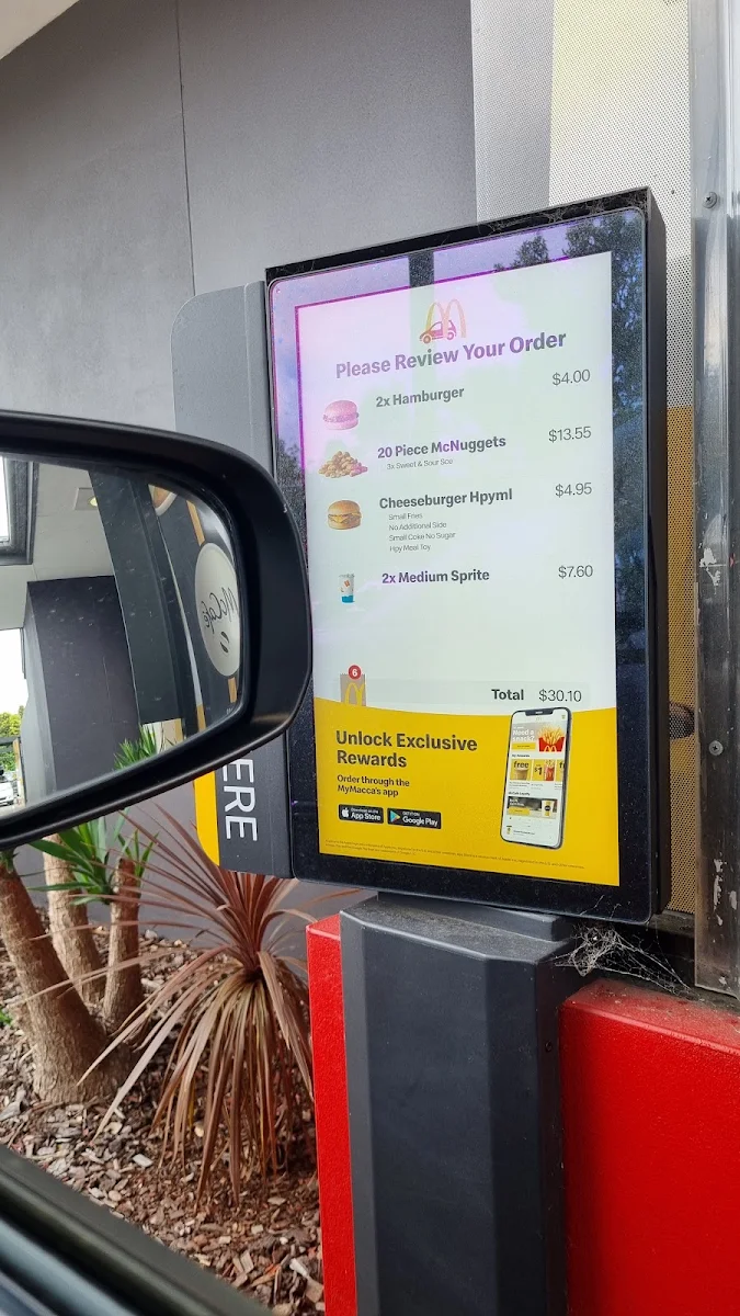 Menu, McDonald's Heatherbrae