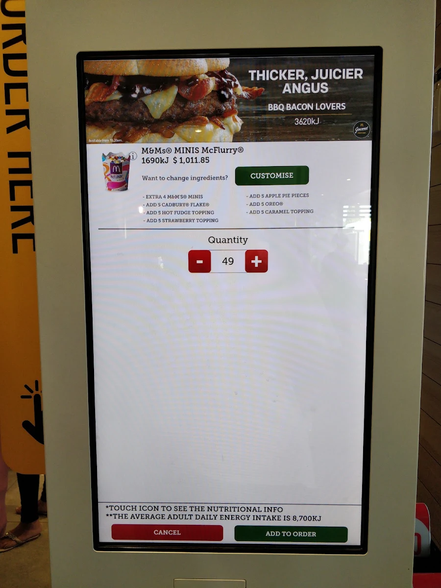 Menu, McDonald's Heatherbrae