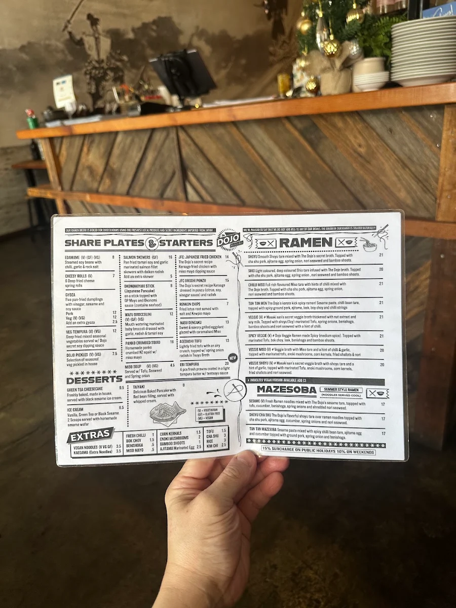 Menu, The Dojo Ramen Bar