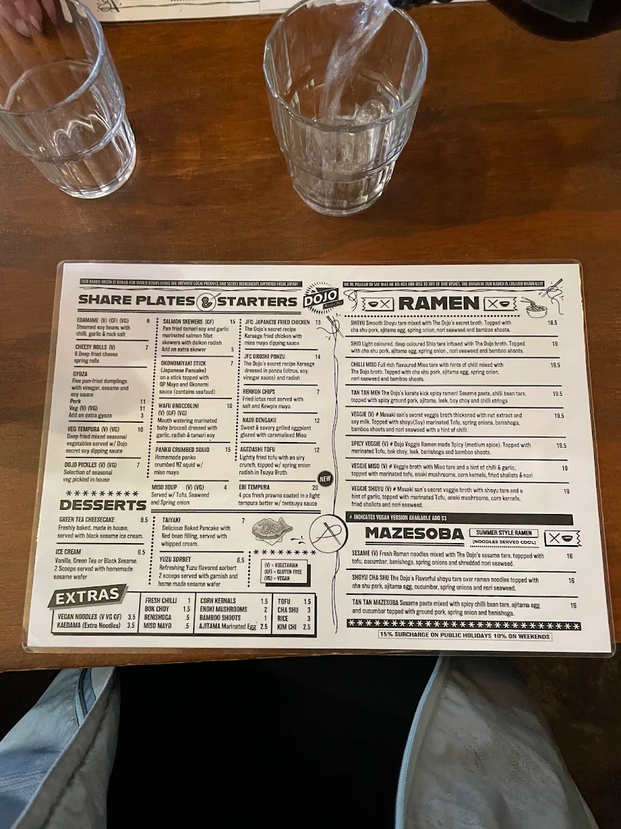 Menu, The Dojo Ramen Bar