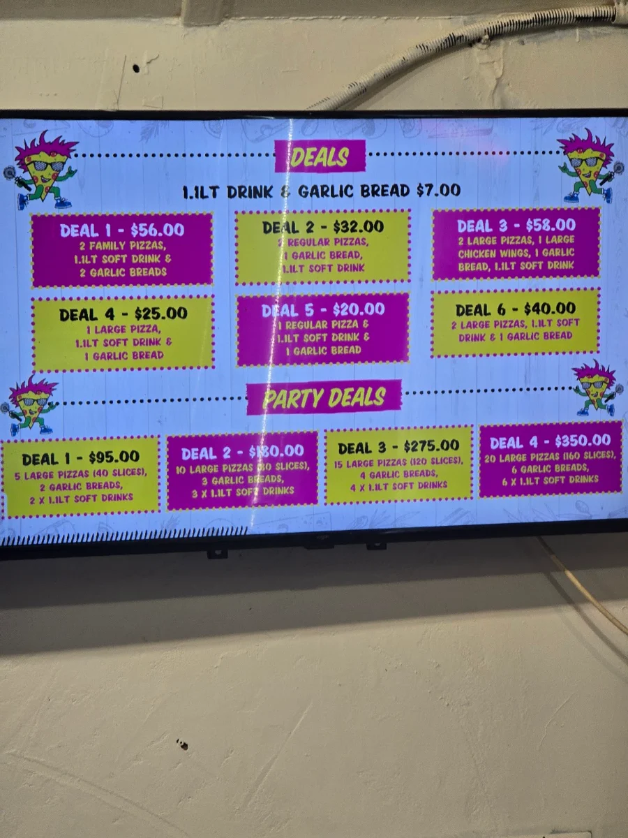 Menu, Pizzas with Attitude Geelong
