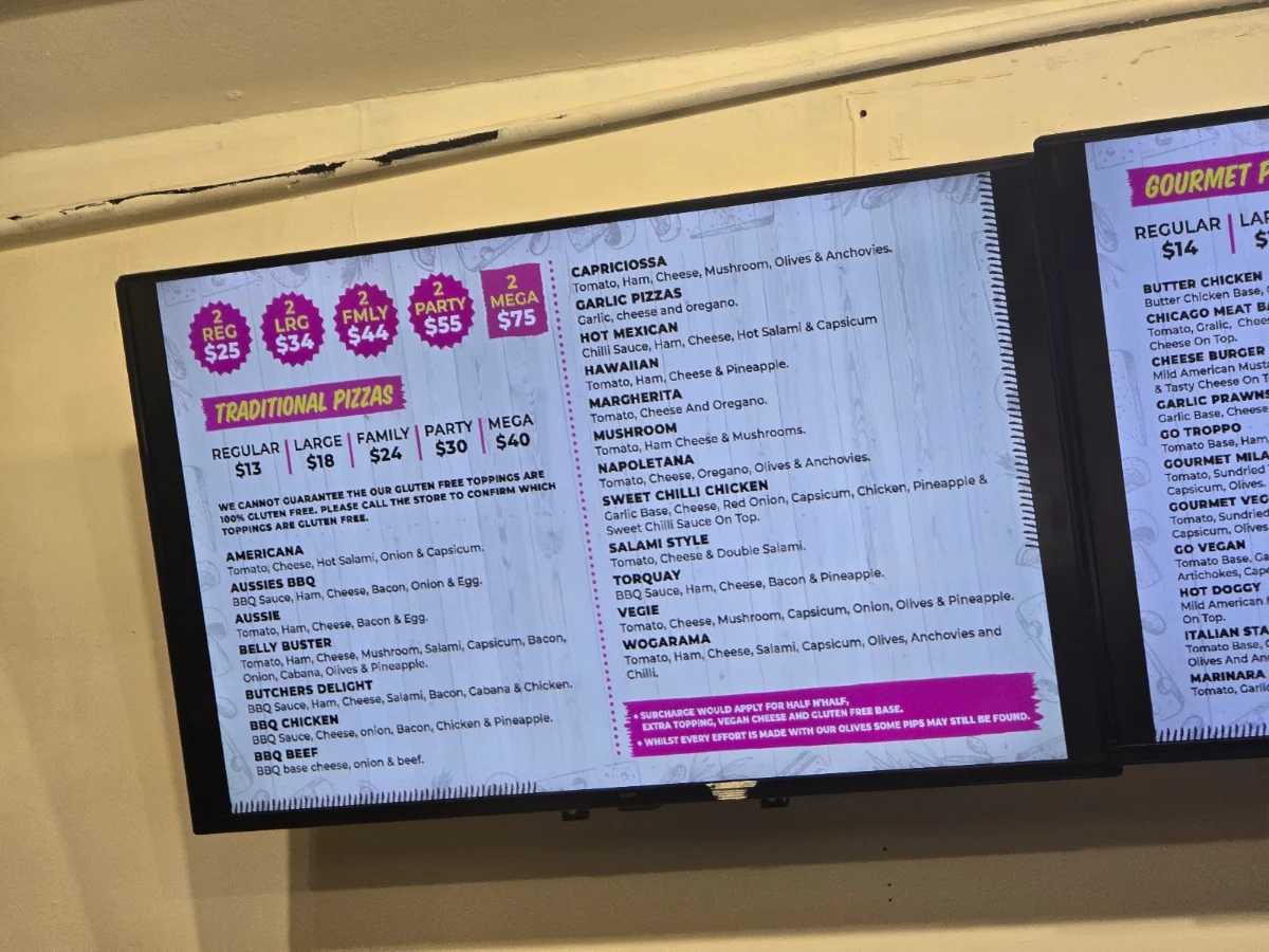 Menu, Pizzas with Attitude Geelong