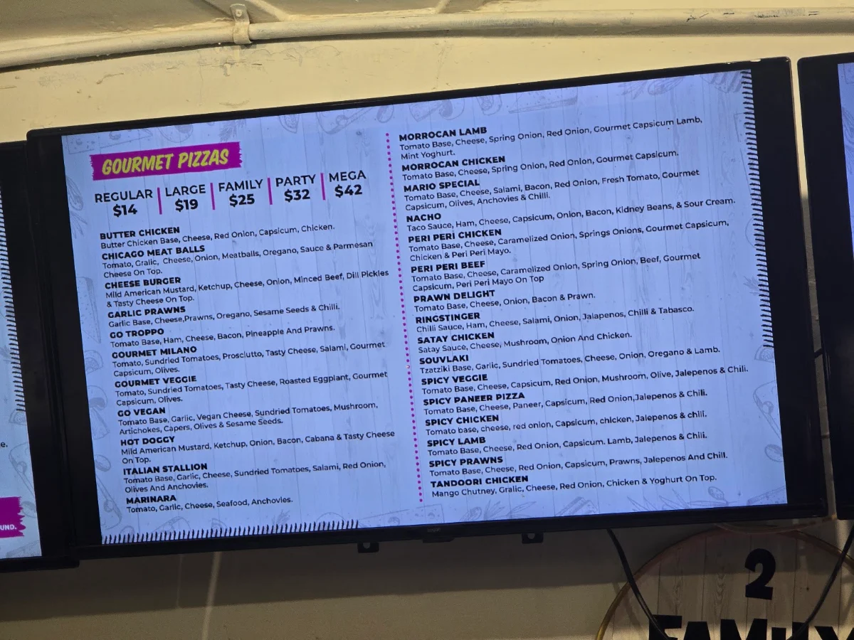 Menu, Pizzas with Attitude Geelong