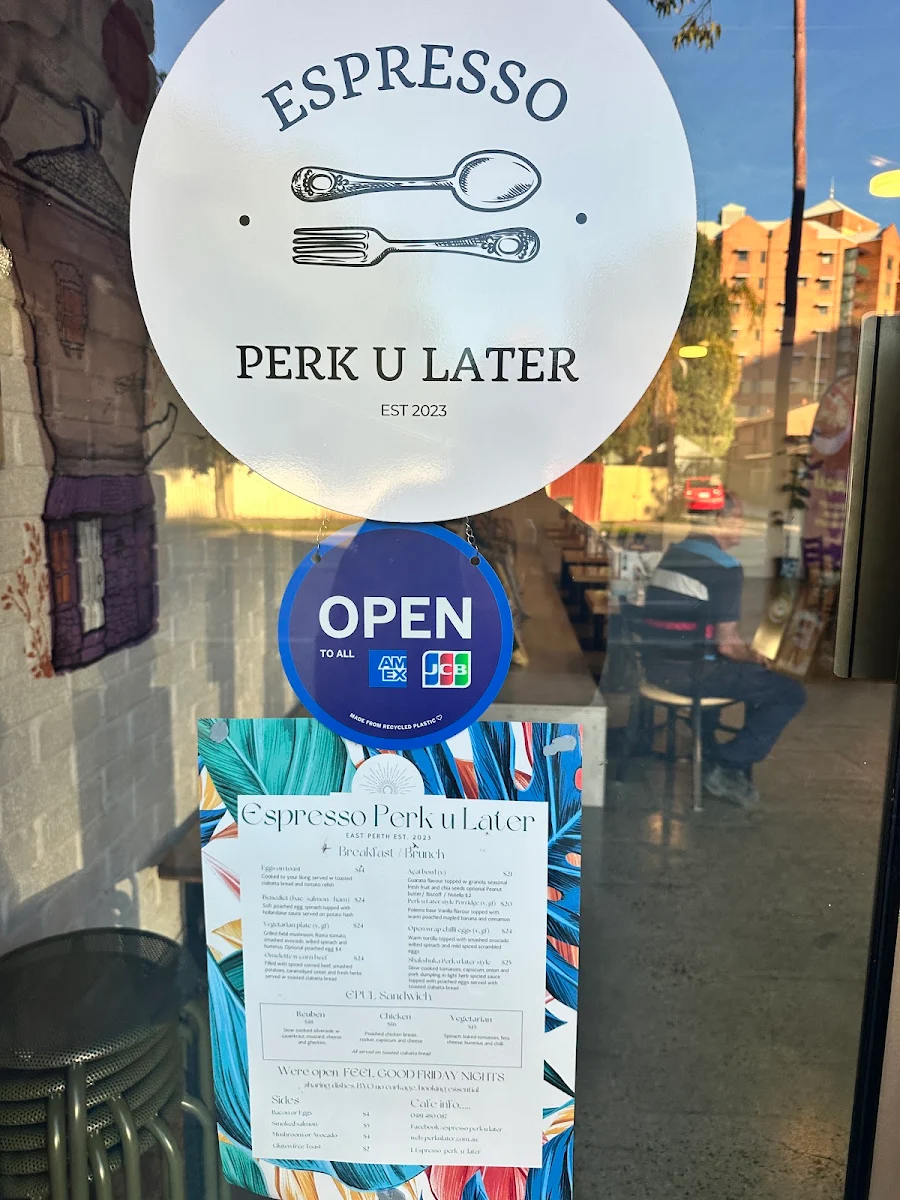 Menu, Espresso Perk U Later Cafe