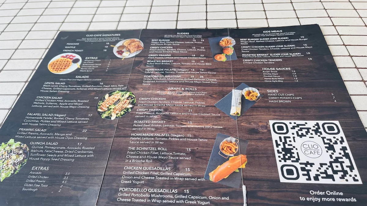 Menu, Clio Café