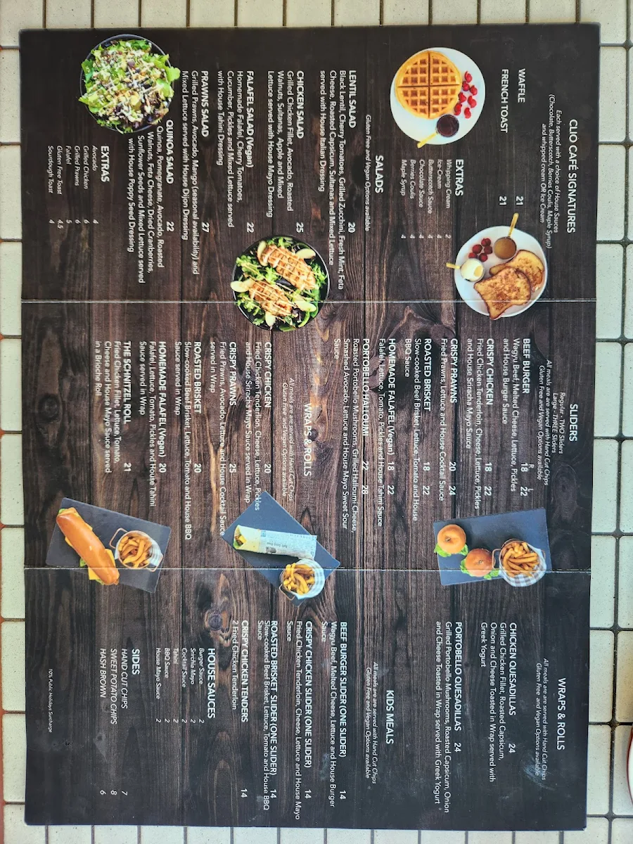 Menu, Clio Café