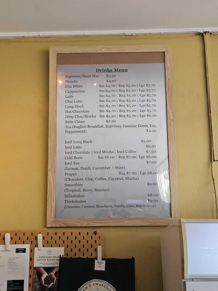 Menu, Brew'd Awakening Cafe