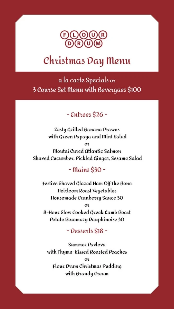 Menu, Flour Drum