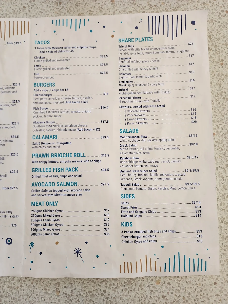 Menu, St James Souvlaki